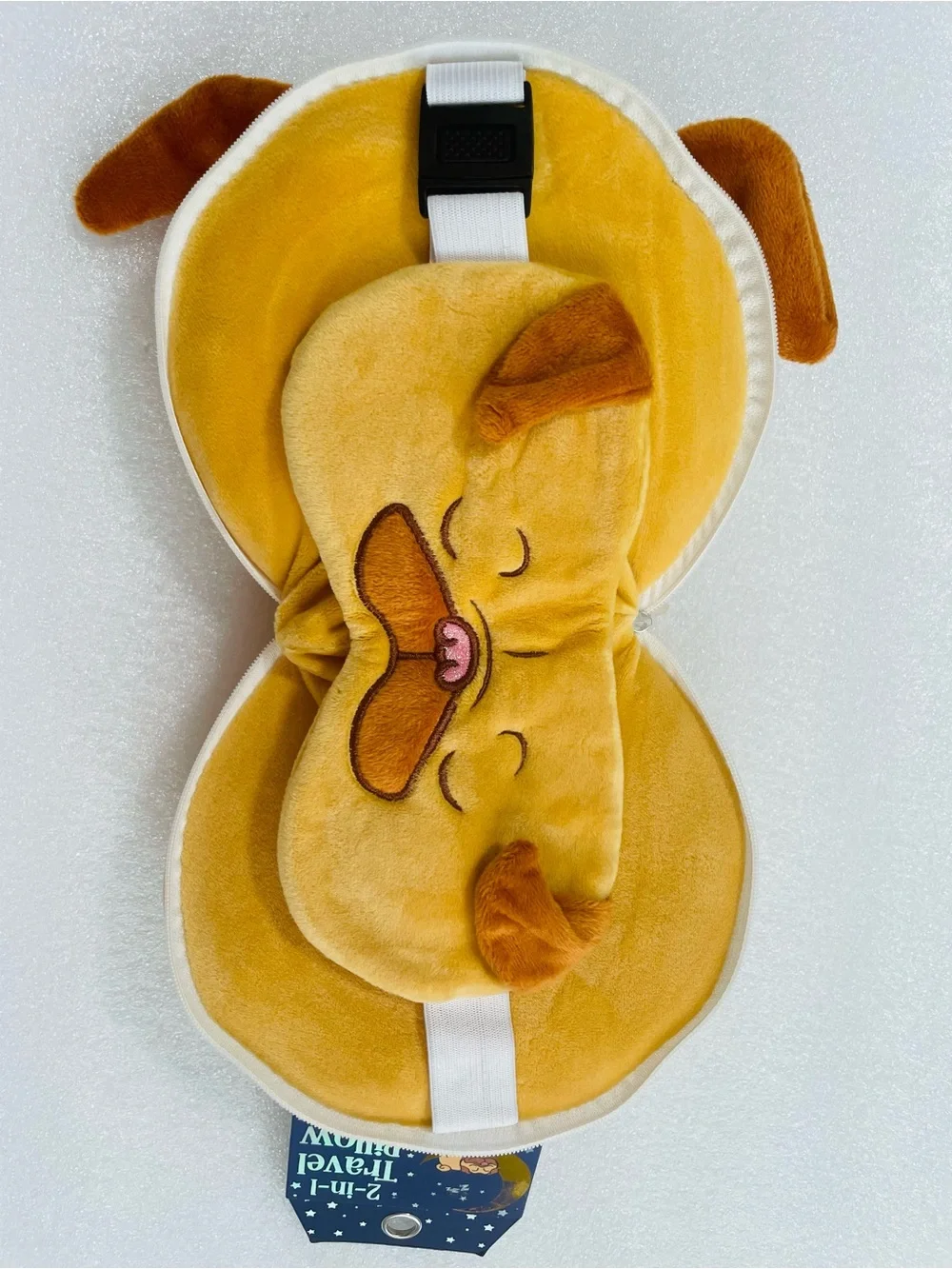 2-in-1 Plush Pug Dog Travel Toy - Yellow/Brown